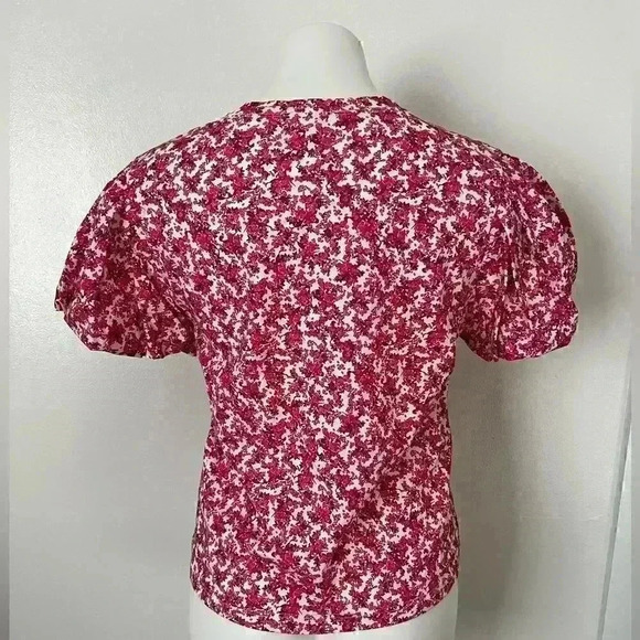 ZARA Short Puff Sleeve Floral Top - Picture 6 of 9